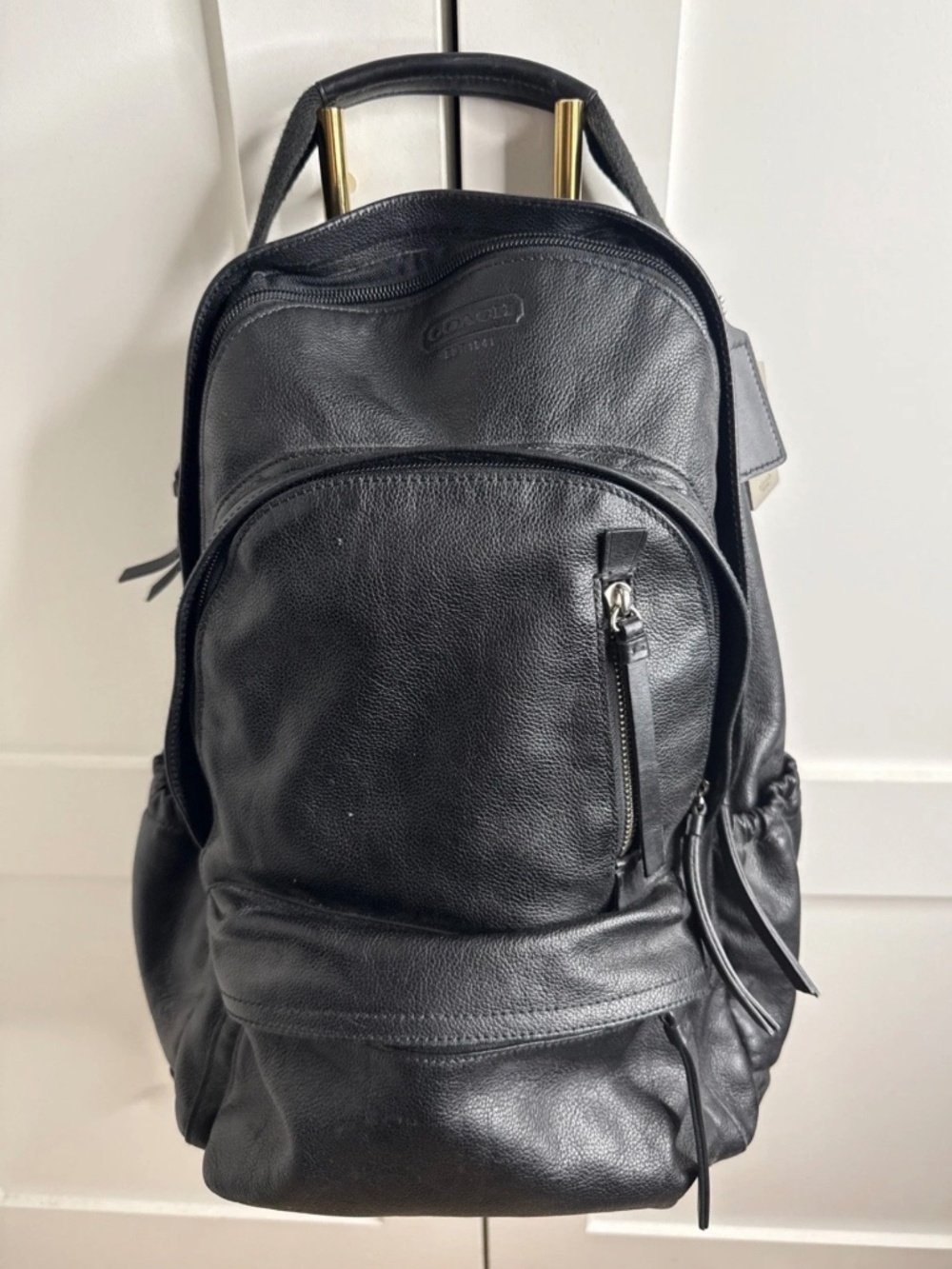Coach Leather Backpack Vintage Unisex Black H1293-70781 Several Pockets